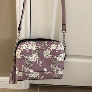 Lilac floral print crossbody purse